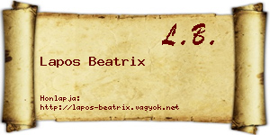 Lapos Beatrix névjegykártya